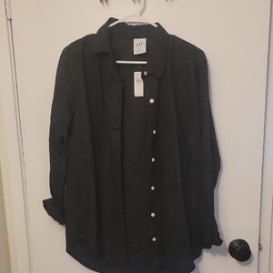 GAP Linen Black Button-Up Shirt NWT